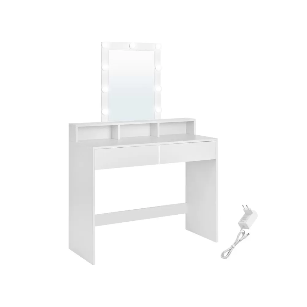 Best SONGMICS Schminktisch mit LED-Beleuchtung modern weiß Weiβ