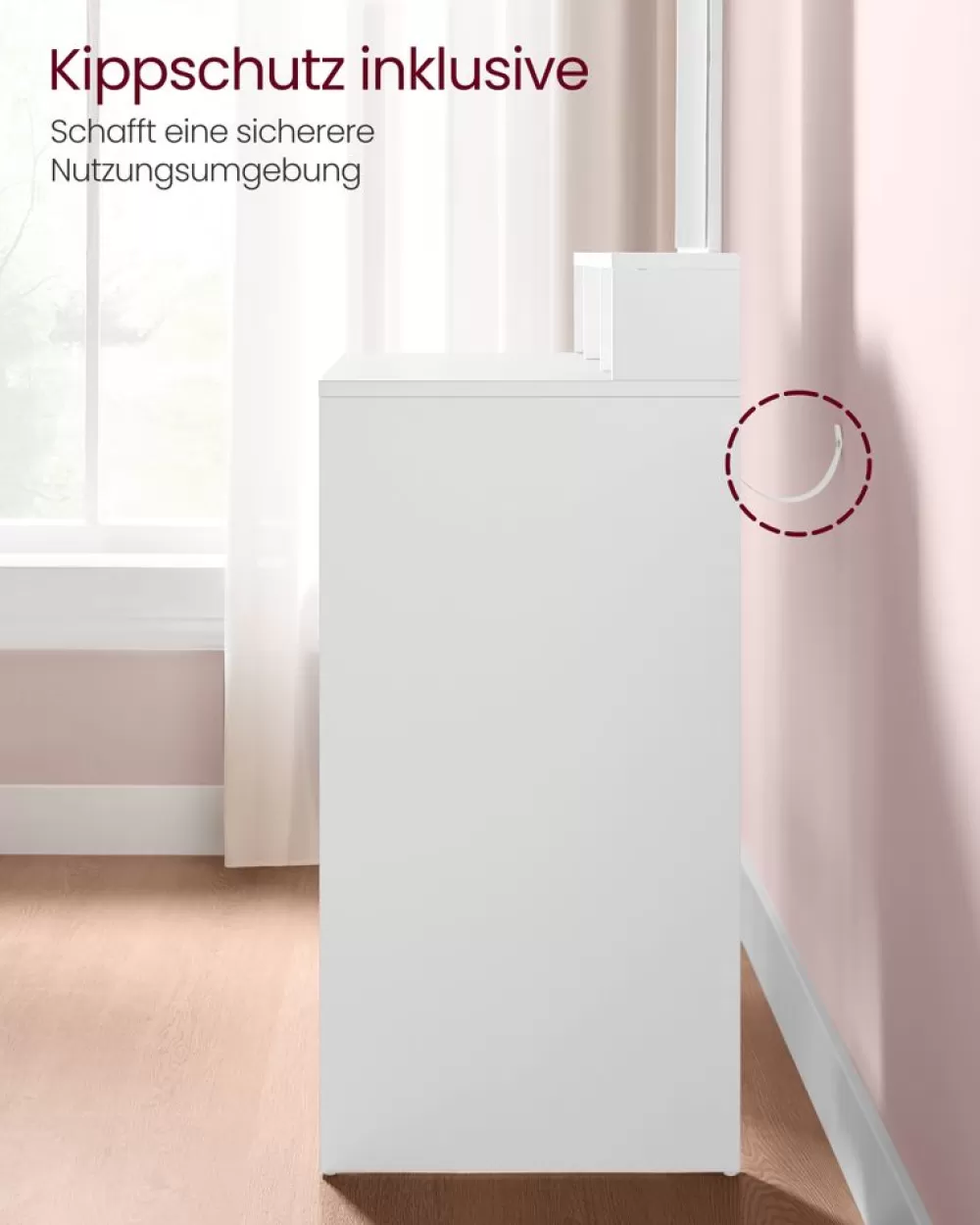 schminktisch_mit_spiegel_und__schubladen_pastellrosa_12.webp Online SONGMICS Schminktisch mit Spiegel und 2 Schubladen pastellrosa