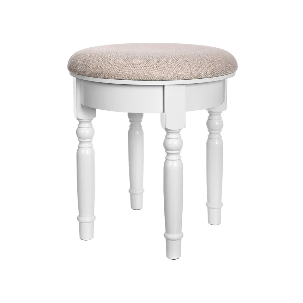 Store SONGMICS Schminktischhocker Rund Weiß