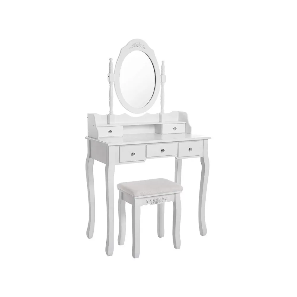 Best Sale SONGMICS Schminktisch-Set mit 5 Schubladen Weiß