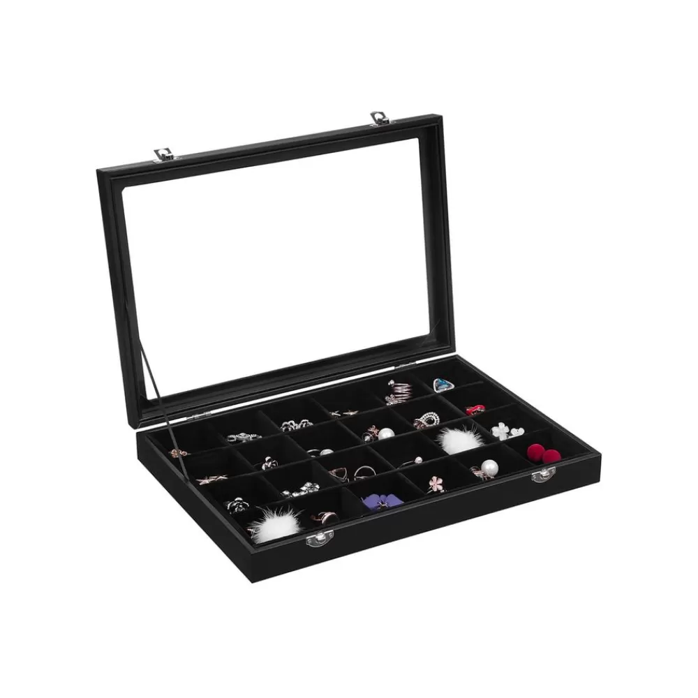 Shop SONGMICS Schmuckbox 24 Fächer Schwarz