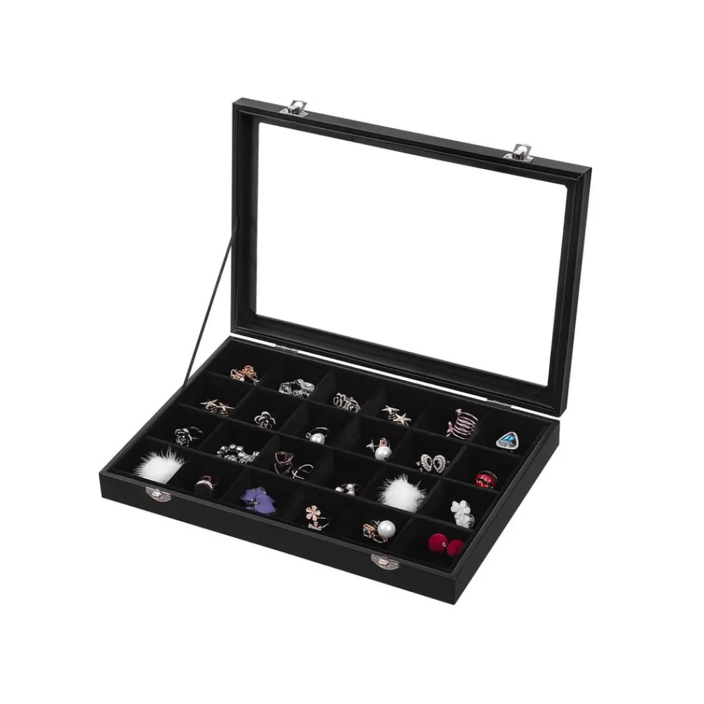 Shop SONGMICS Schmuckbox 24 Fächer Schwarz