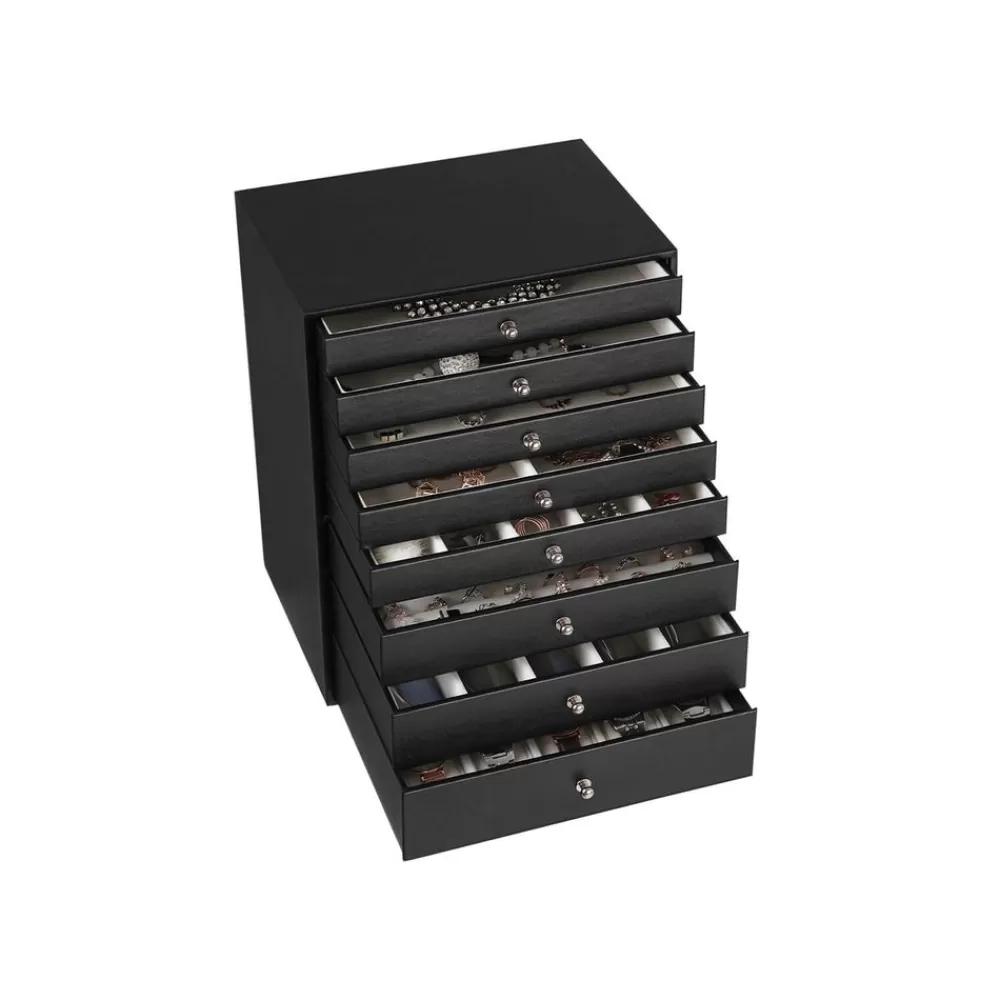 Outlet SONGMICS Schmuckkasten 8 Schubladen Schwarz