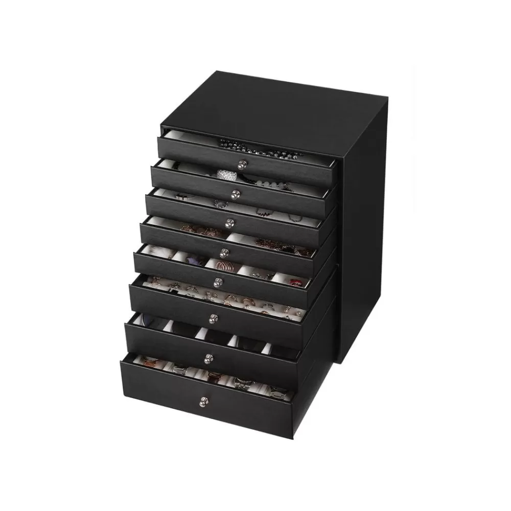 Outlet SONGMICS Schmuckkasten 8 Schubladen Schwarz