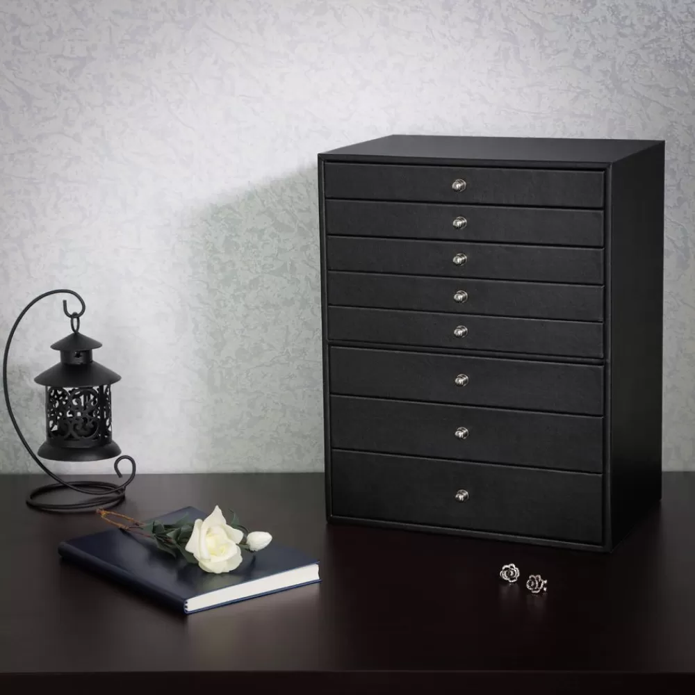 schmuckkasten__schubladen_schwarz_3.webp Outlet SONGMICS Schmuckkasten 8 Schubladen Schwarz