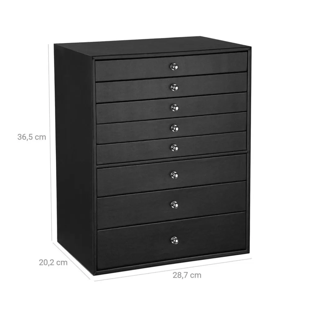 schmuckkasten__schubladen_schwarz_6.webp Outlet SONGMICS Schmuckkasten 8 Schubladen Schwarz