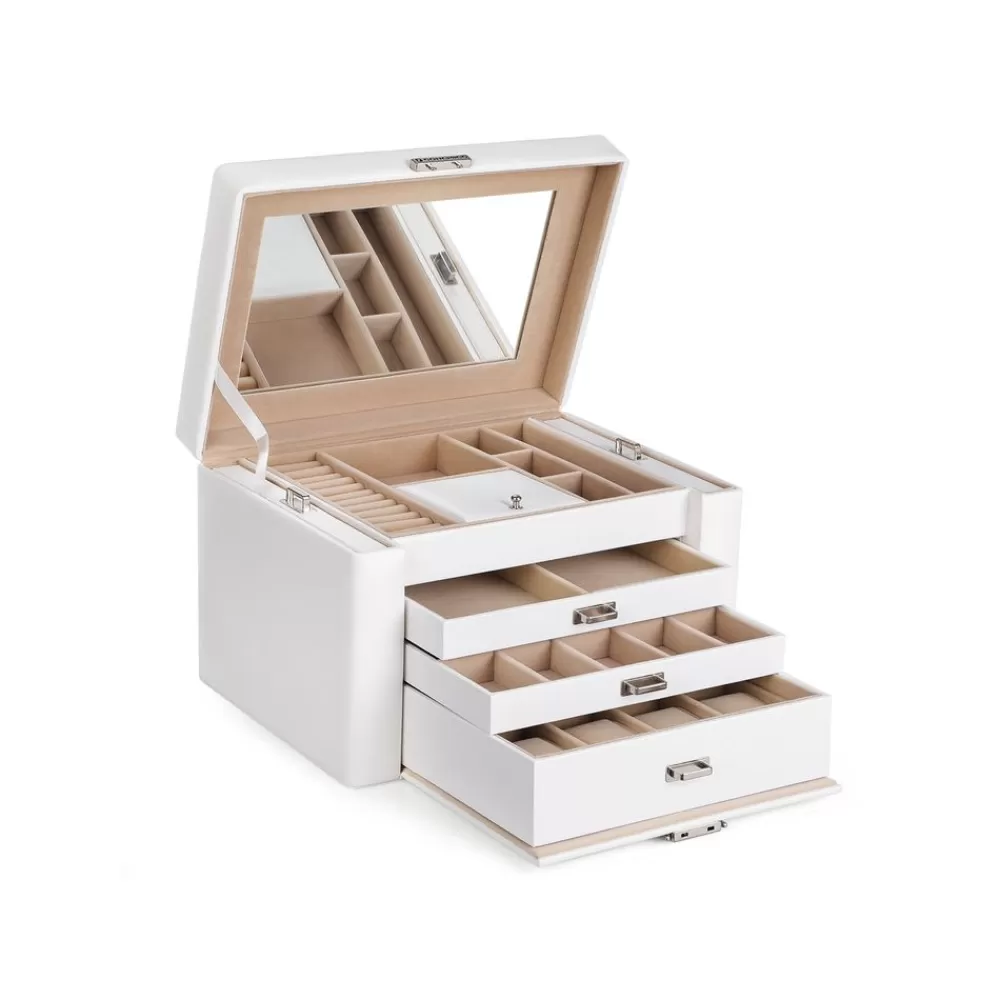 Discount SONGMICS Schmuckkasten 3 Schubladen Weiß