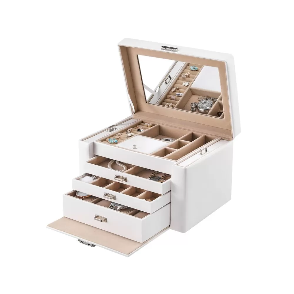 Discount SONGMICS Schmuckkasten 3 Schubladen Weiß