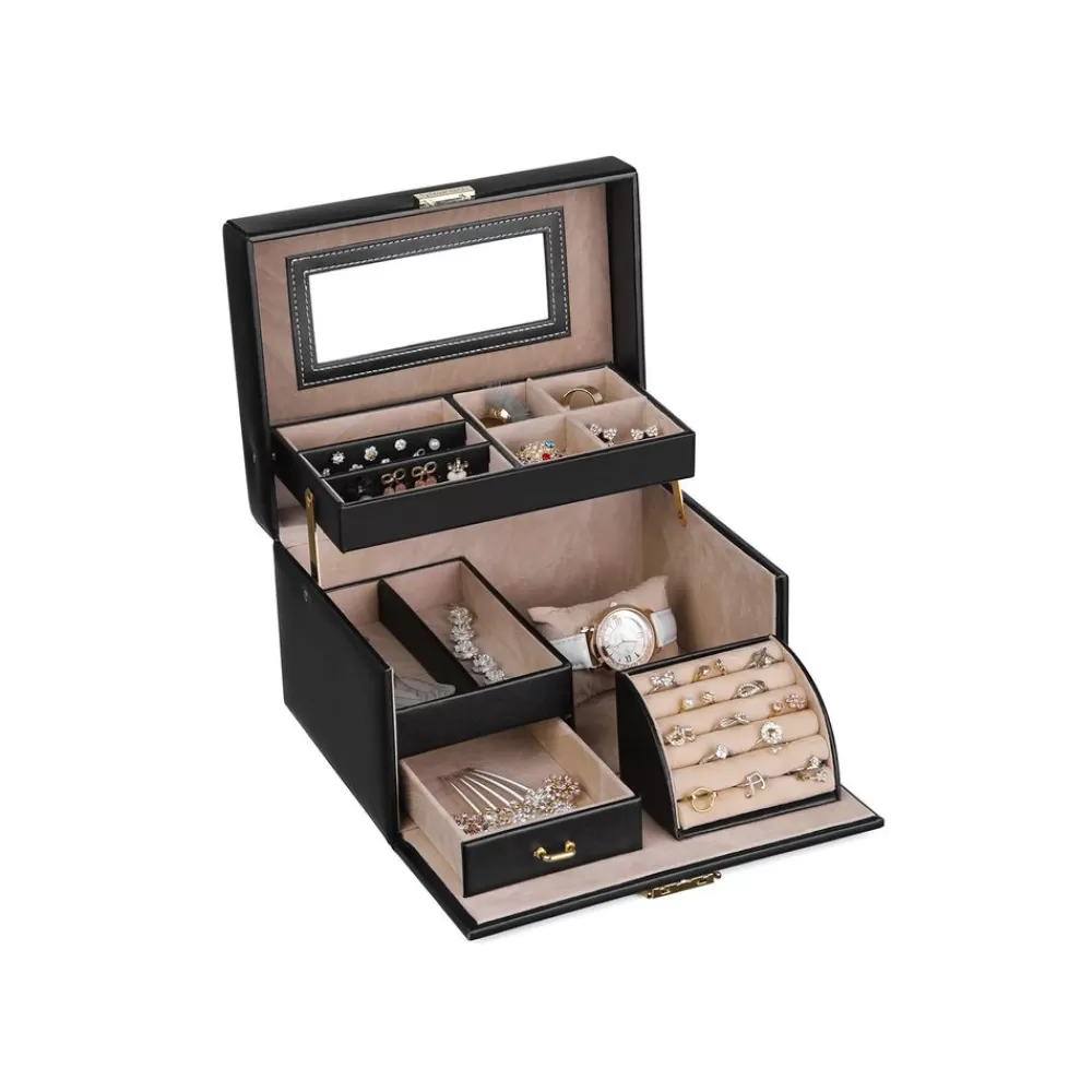 Store SONGMICS Schmuckkasten Kunstleder Schwarz