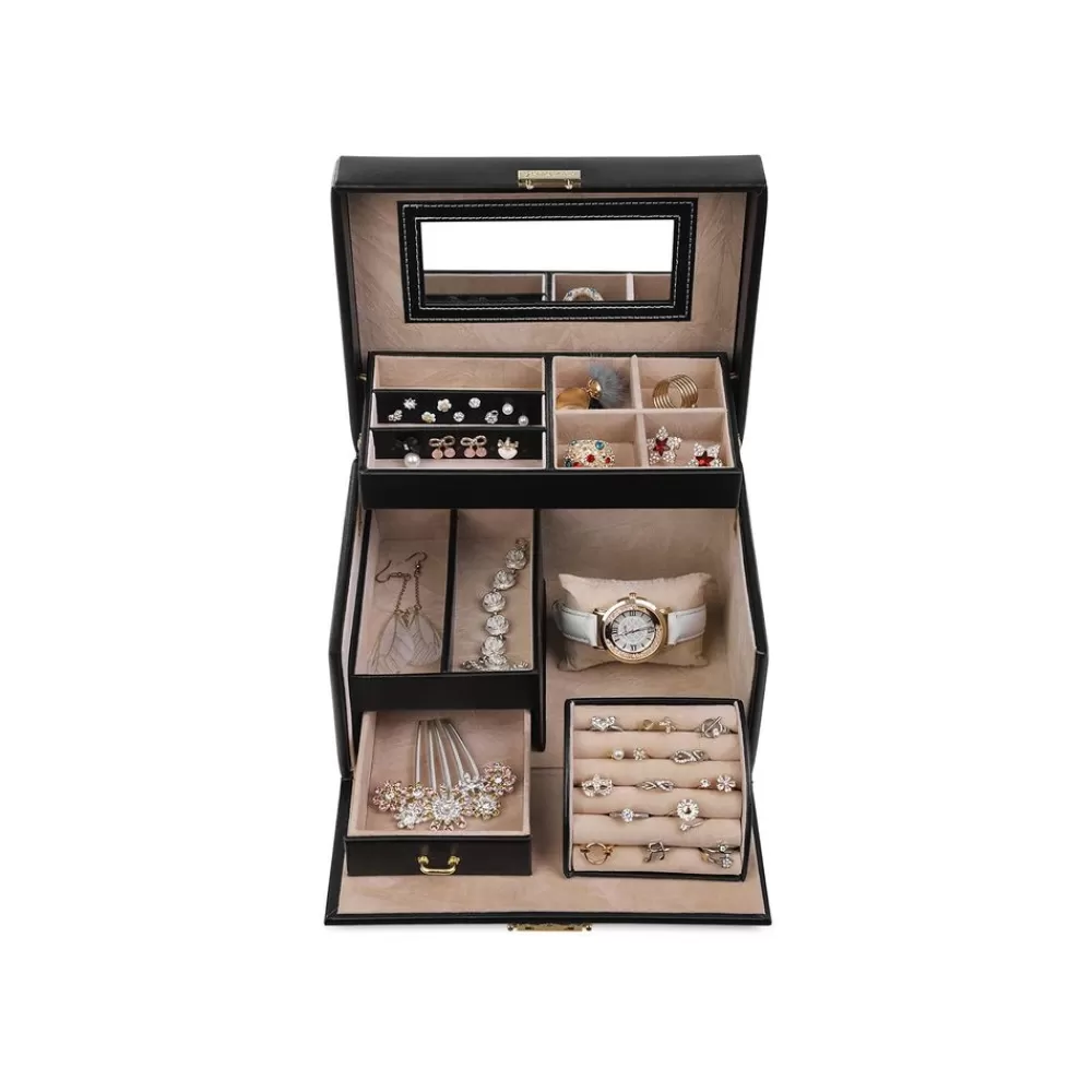Store SONGMICS Schmuckkasten Kunstleder Schwarz