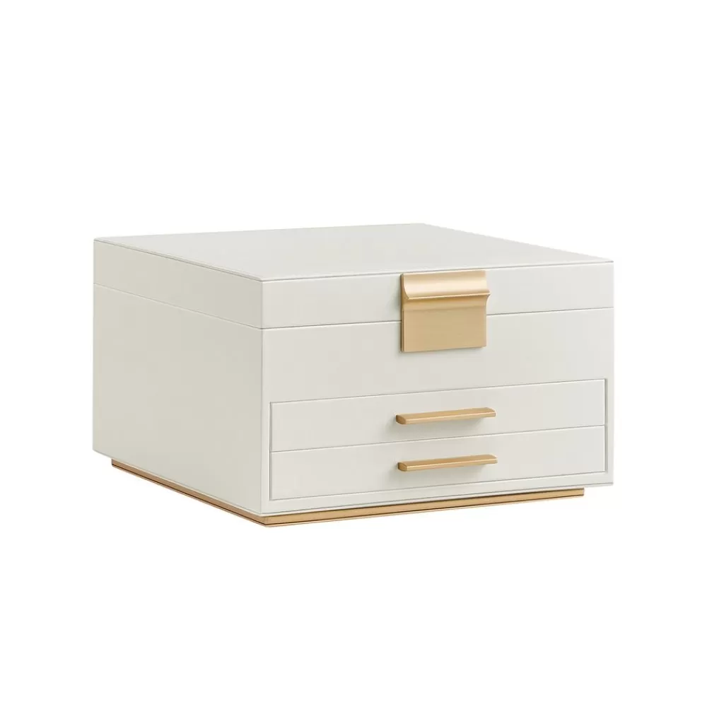 Best Sale SONGMICS Schmuckkästchen 3 Ebenen mit Spiegel cremeweiß-goldfarben