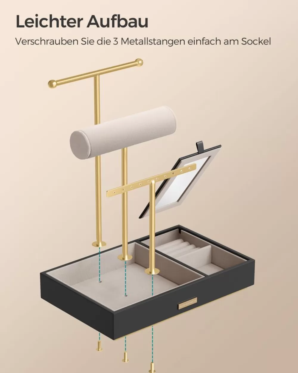 schmuckstnder_mit_spiegel_geschenkidee_goldfarbenwei_13.webp Best Sale SONGMICS Schmuckständer mit Spiegel Geschenkidee goldfarben-weiß