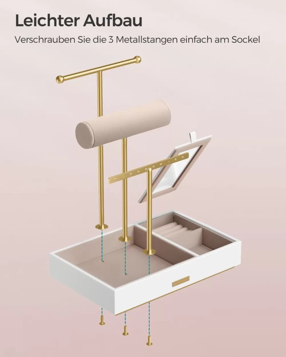 schmuckstnder_mit_spiegel_geschenkidee_goldfarbenwei_6.webp Best Sale SONGMICS Schmuckständer mit Spiegel Geschenkidee goldfarben-weiß