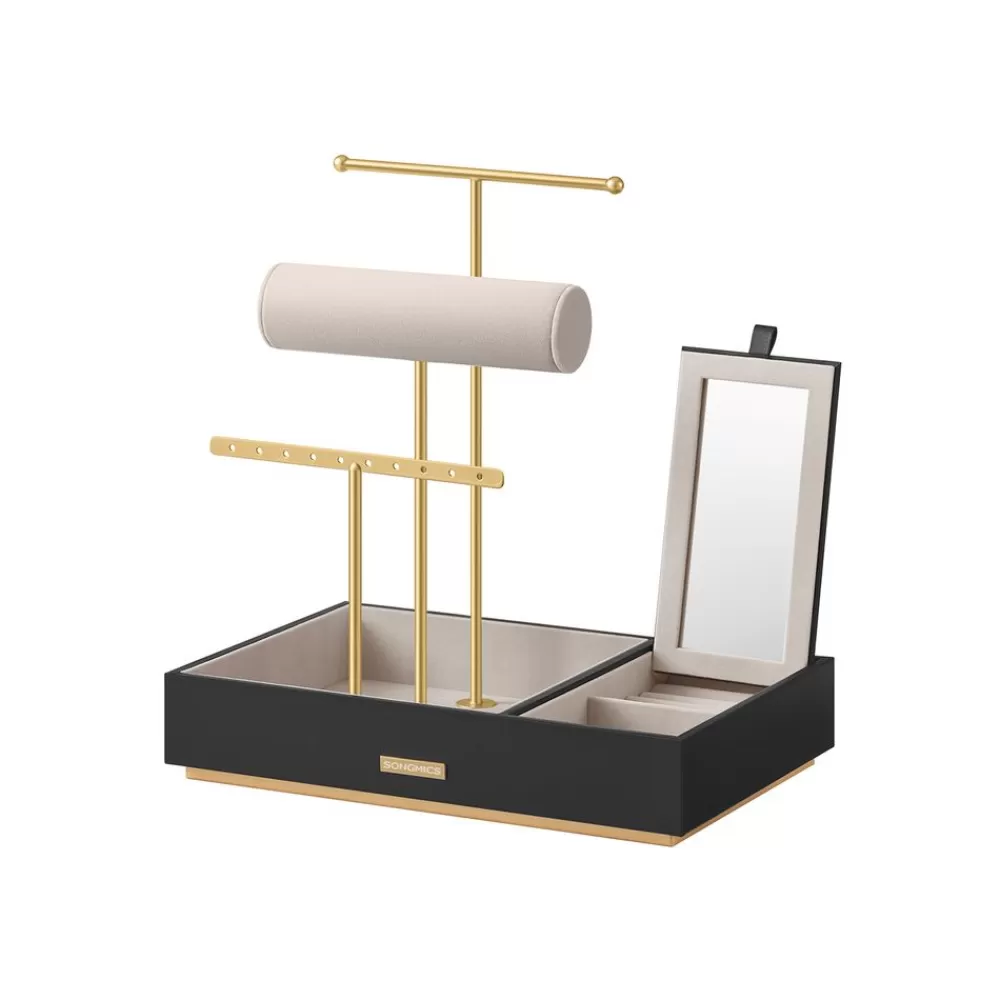 schmuckstnder_mit_spiegel_geschenkidee_goldfarbenwei_7.webp Best Sale SONGMICS Schmuckständer mit Spiegel Geschenkidee goldfarben-weiß