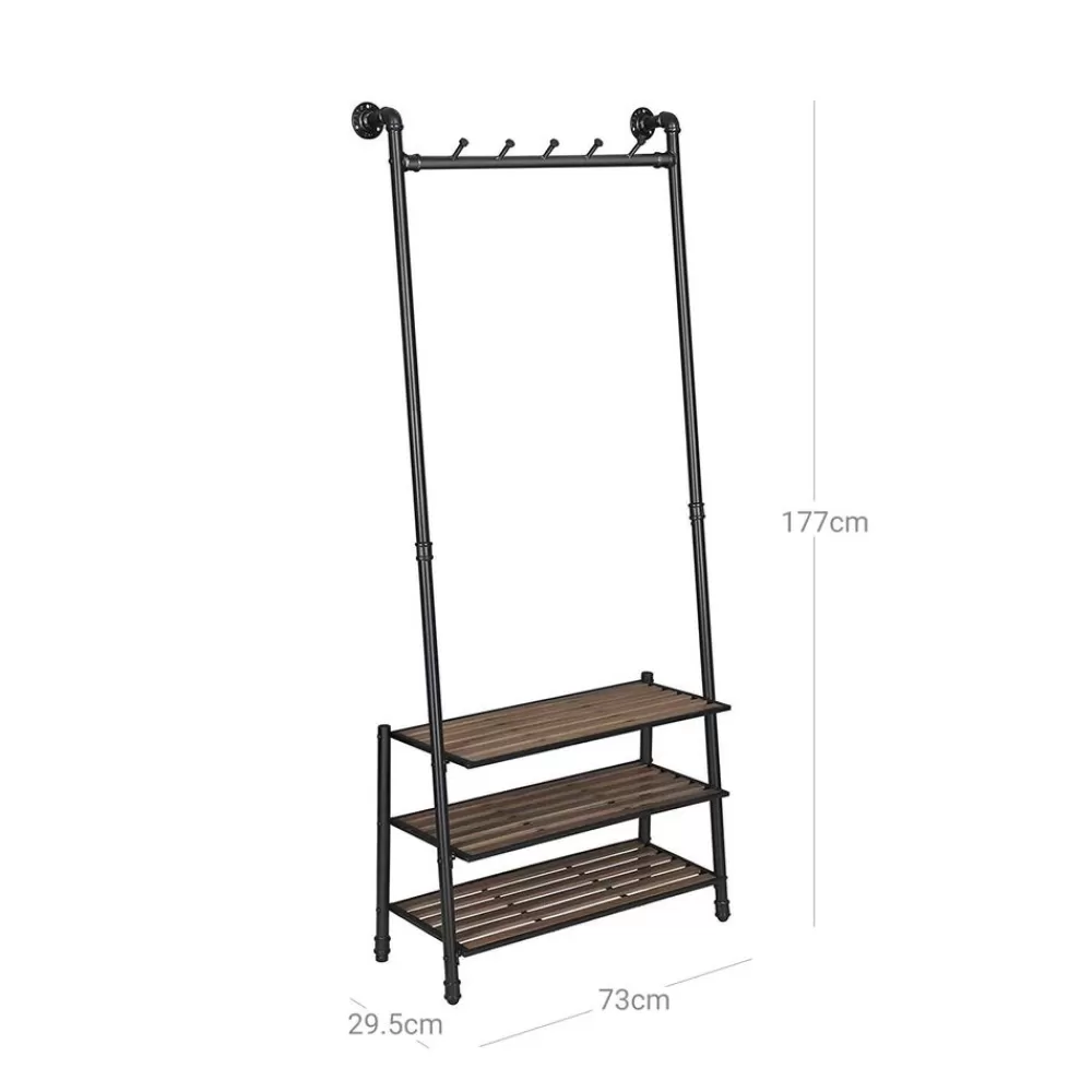 schrge_garderobe_schwarzbraun_5.webp Clearance SONGMICS Schräge Garderobe Schwarz-Braun
