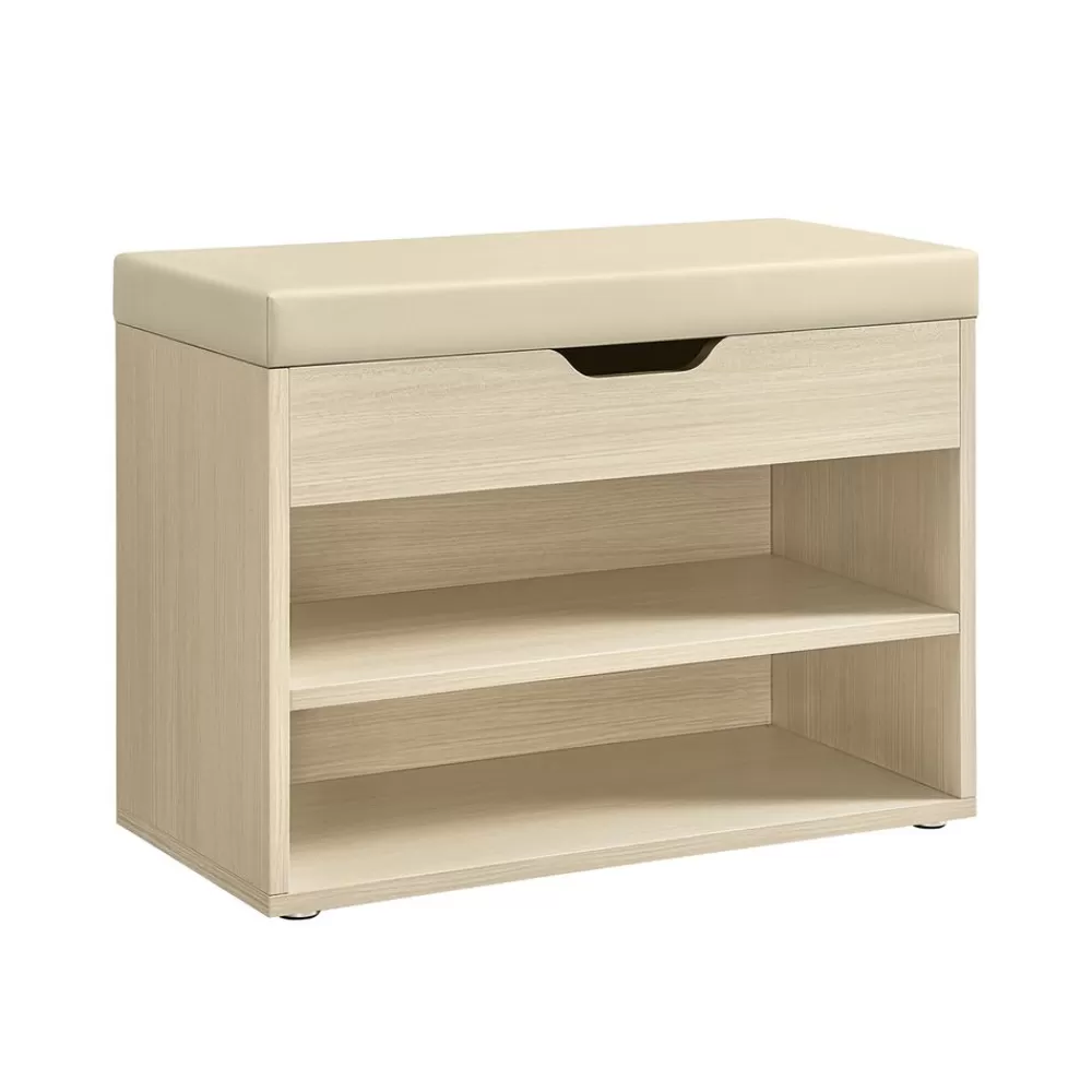 New SONGMICS Schuhbank mit Kissen 30 x 60 x 44 cm naturbeige