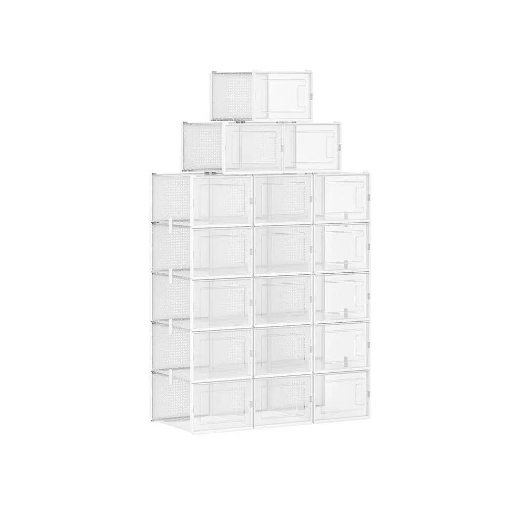 New SONGMICS Schuhboxen transparent-weiß