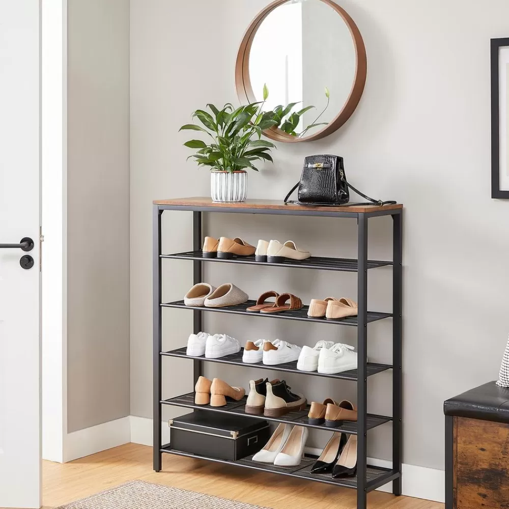 Hot SONGMICS Schuhregal Vintagebraun + Schwarz