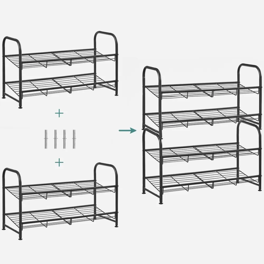schuhregal_aus_metall_mit__ebenen_5.webp Flash Sale SONGMICS Schuhregal aus Metall mit 2 Ebenen Schwarz