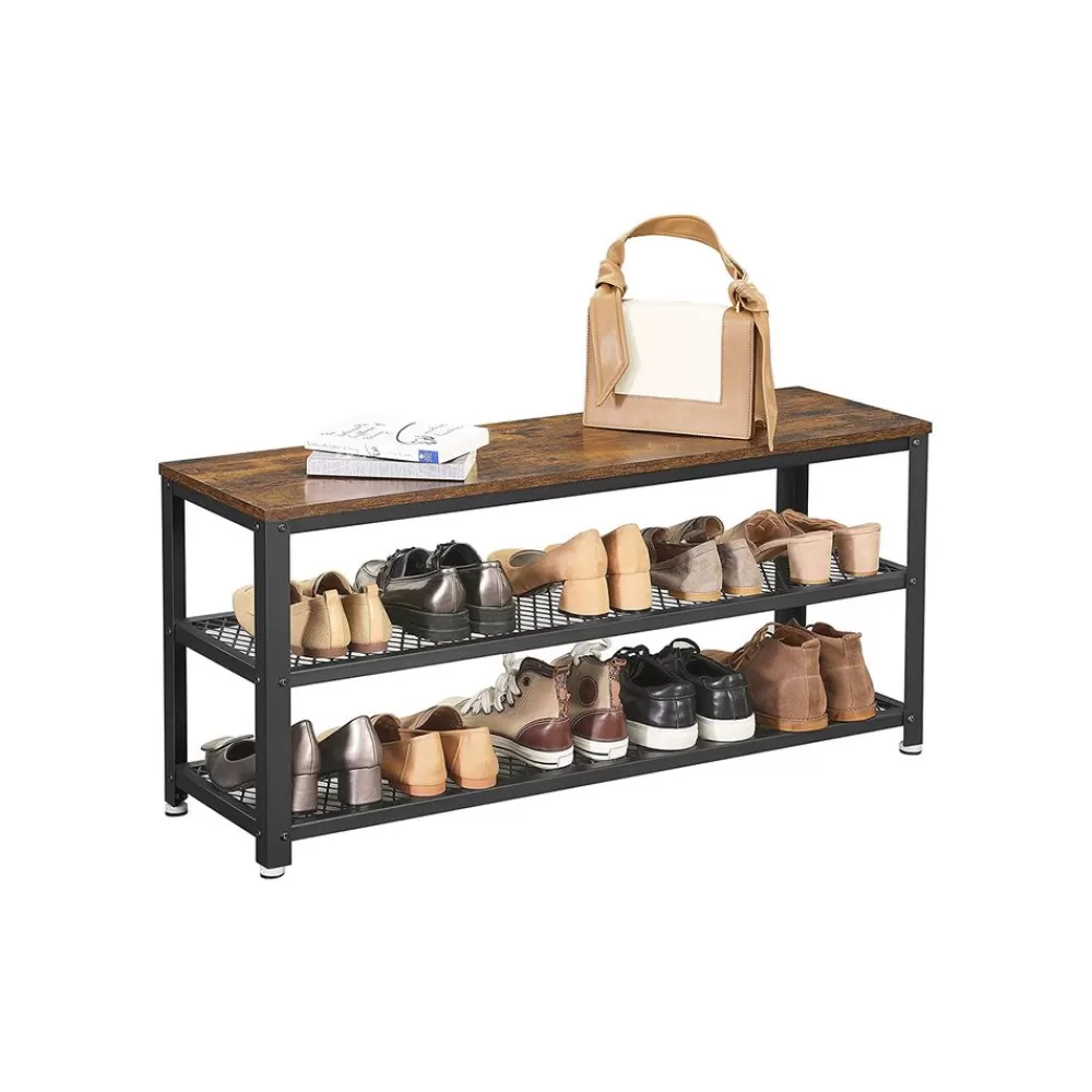 Best SONGMICS Schuhregal mit 2 Ablagen vintagebraun-schwarz
