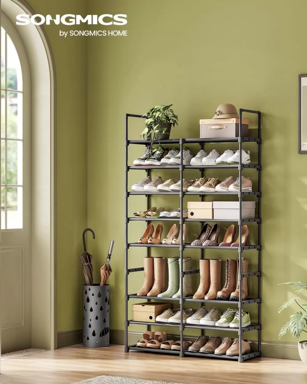 Hot SONGMICS Schuhregal mit 8 Ebenen für bis zu 32 Paar Schuhe
