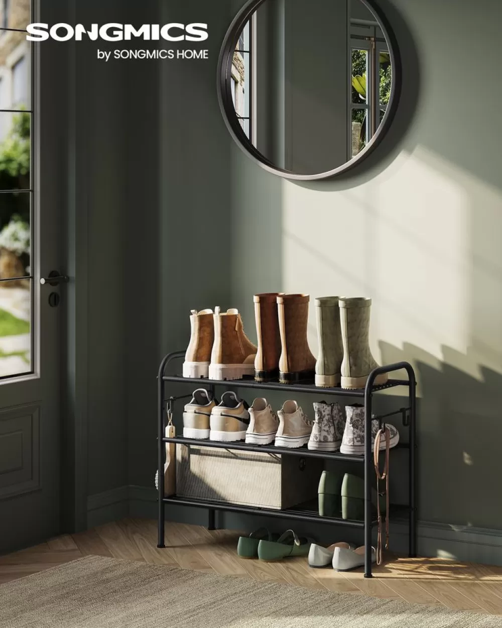 Discount SONGMICS Schuhregal mit 3 Gitterablagen für 12 Paar Schuhe