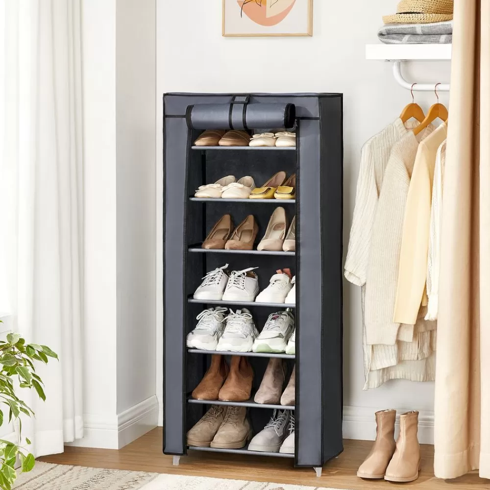 New SONGMICS Schuhregal mit Stoffbezug Grau