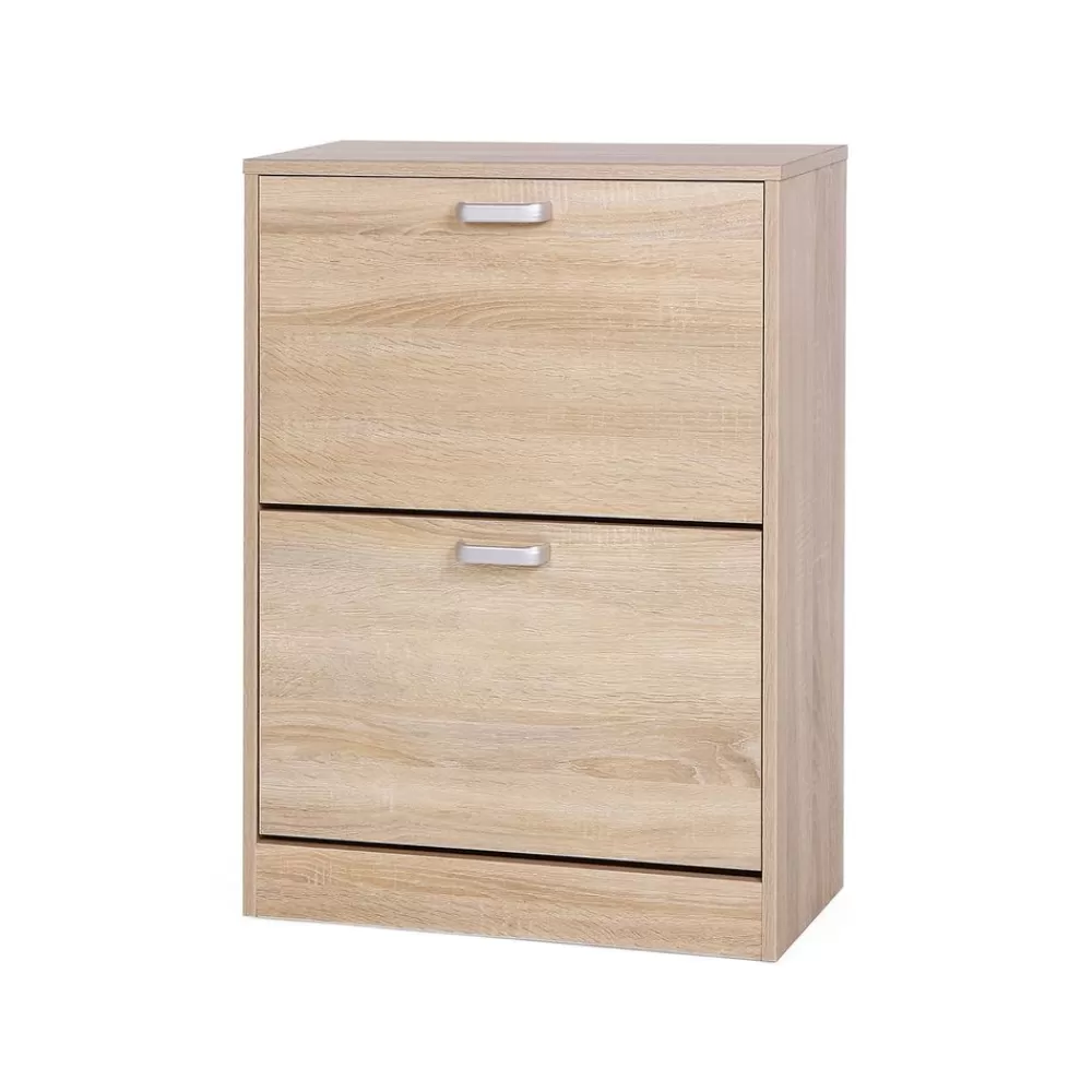 Fashion SONGMICS Schuhschrank 2 Klappen Holzoptik
