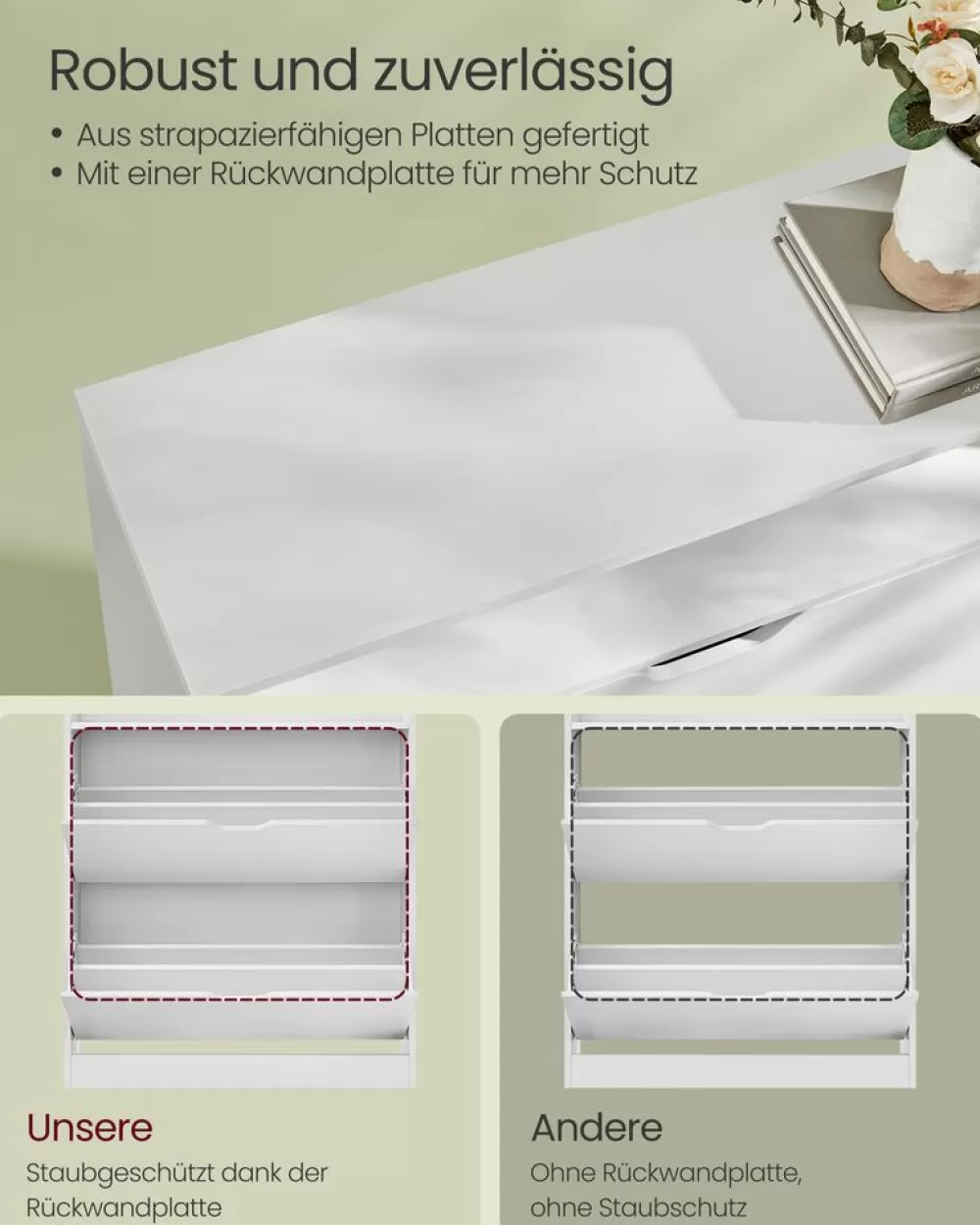 Hot SONGMICS Schuhschrank 2 Klappen offenes Fach vintagebraun