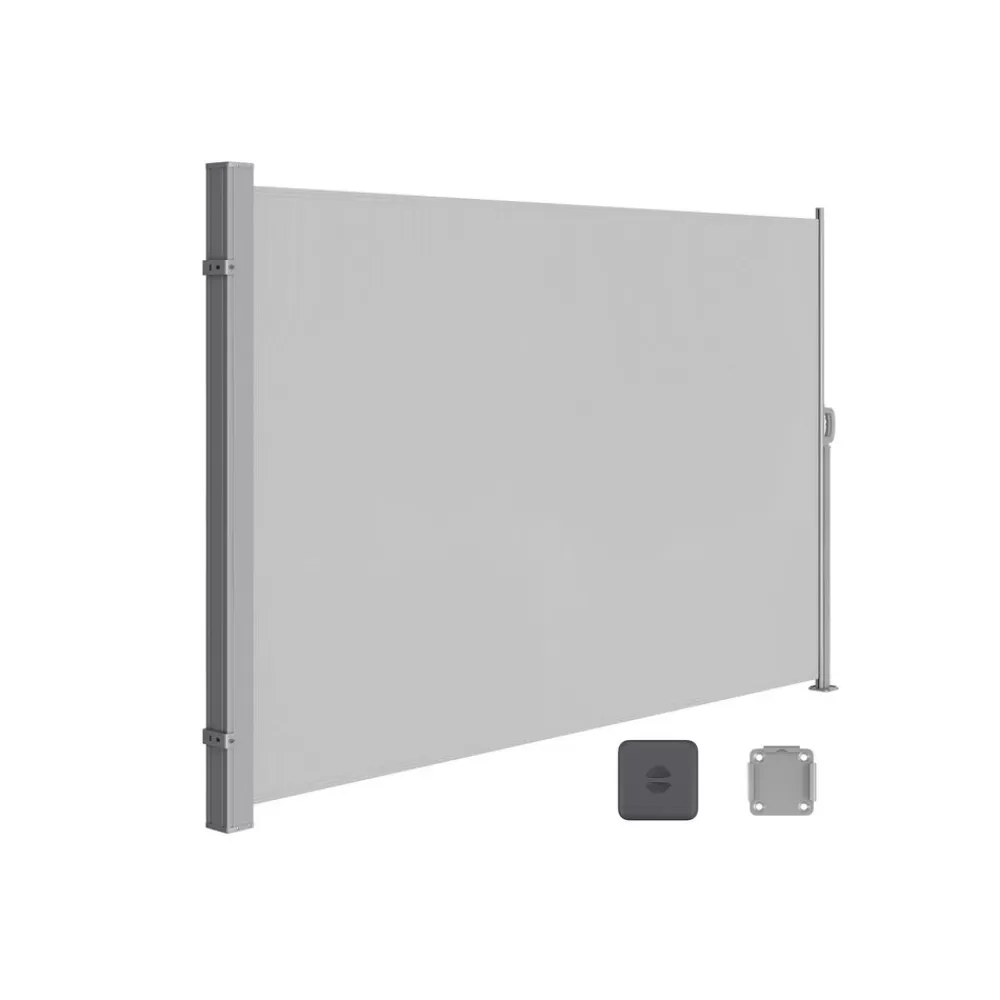 Sale SONGMICS Seitenmarkise, ausziehbar, 200 x 400 cm, Sichtschutz Hellgrau