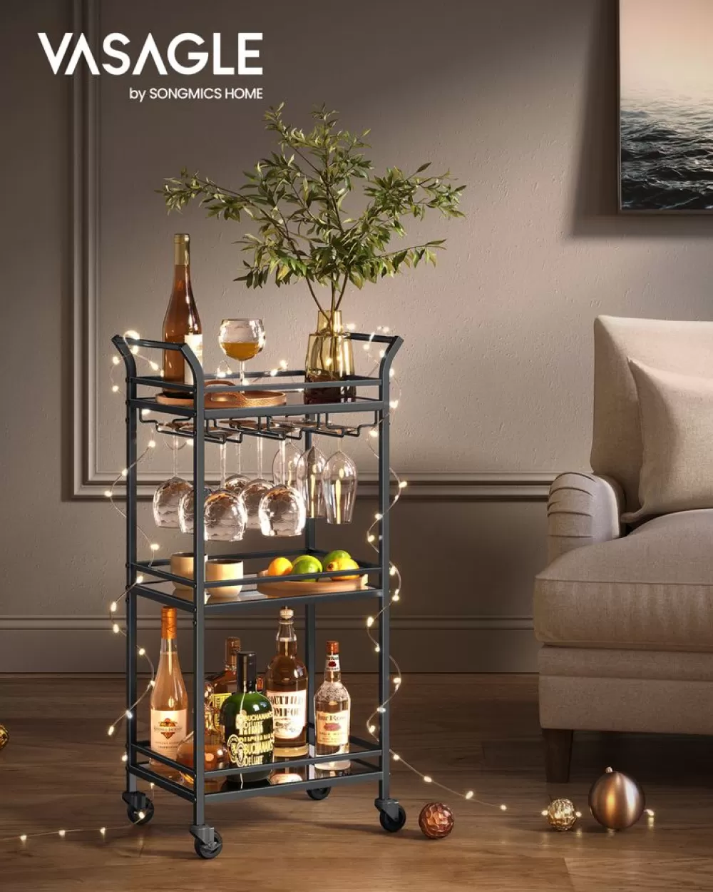 servierwagen__ebenen_mit_rollen_goldfarben_10.webp Best Sale SONGMICS Servierwagen 3 Ebenen mit Rollen goldfarben