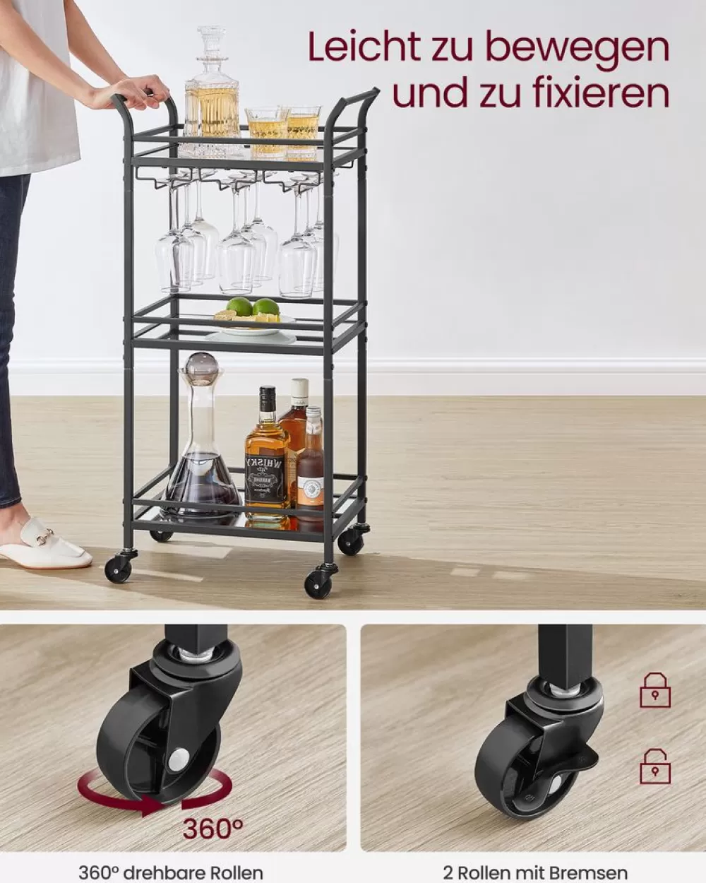 servierwagen__ebenen_mit_rollen_goldfarben_16.webp Best Sale SONGMICS Servierwagen 3 Ebenen mit Rollen goldfarben