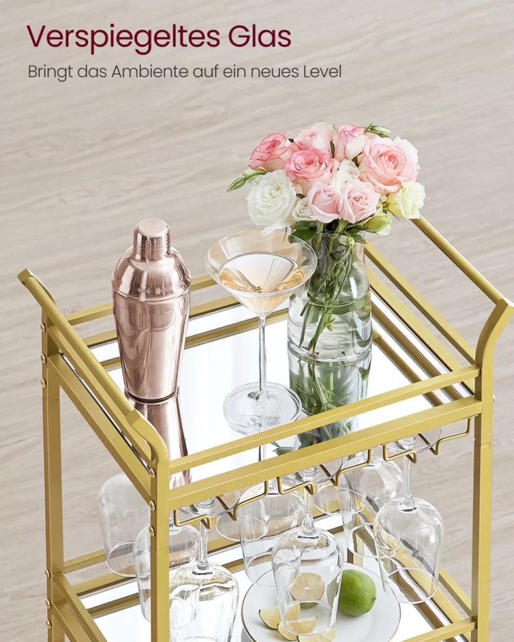 servierwagen__ebenen_mit_rollen_goldfarben_4.webp Best Sale SONGMICS Servierwagen 3 Ebenen mit Rollen goldfarben