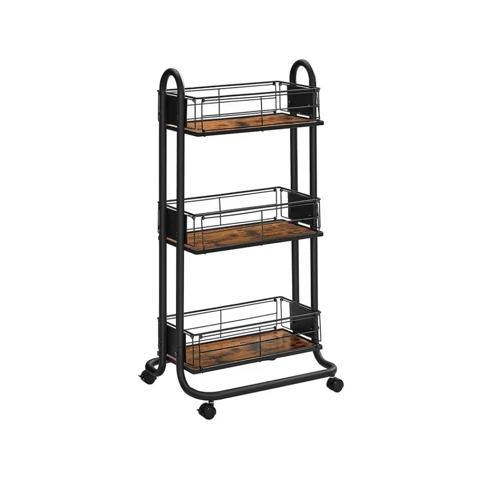Clearance SONGMICS Servierwagen 3 Ebenen Vintagebraun-Schwarz