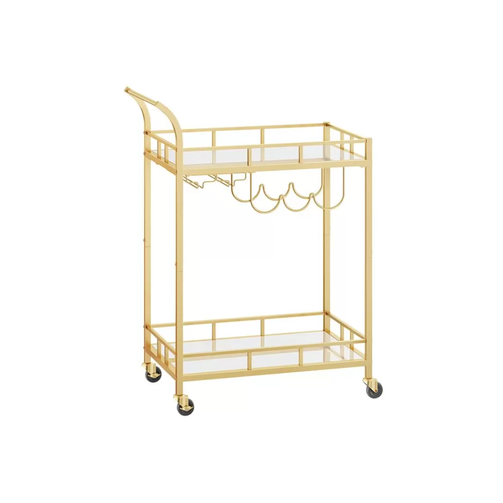 Cheap SONGMICS Servierwagen 2 verspiegelte Glasablagen goldfarben