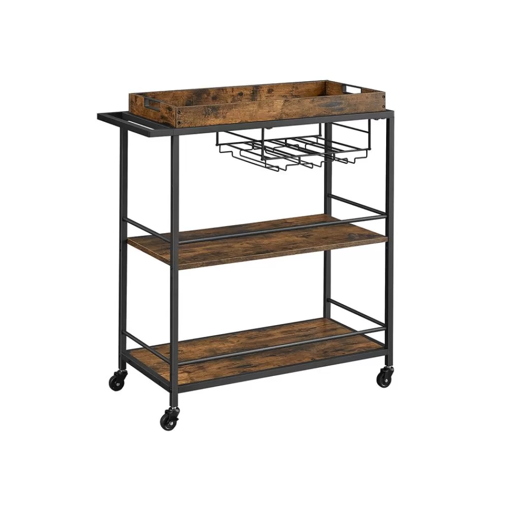 Clearance SONGMICS Servierwagen mit Füßen und Rollen 40 x 88 x 96 cm