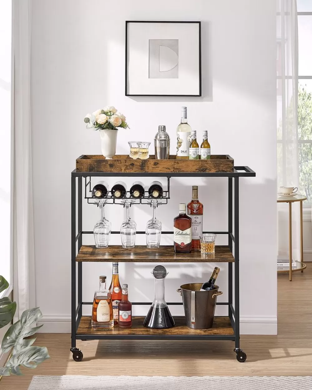 Clearance SONGMICS Servierwagen mit Füßen und Rollen 40 x 88 x 96 cm