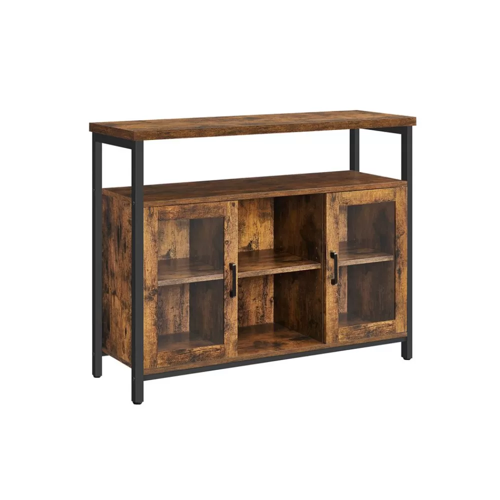 Sale SONGMICS Sideboard mit Glastüren vintagebraun-schwarz