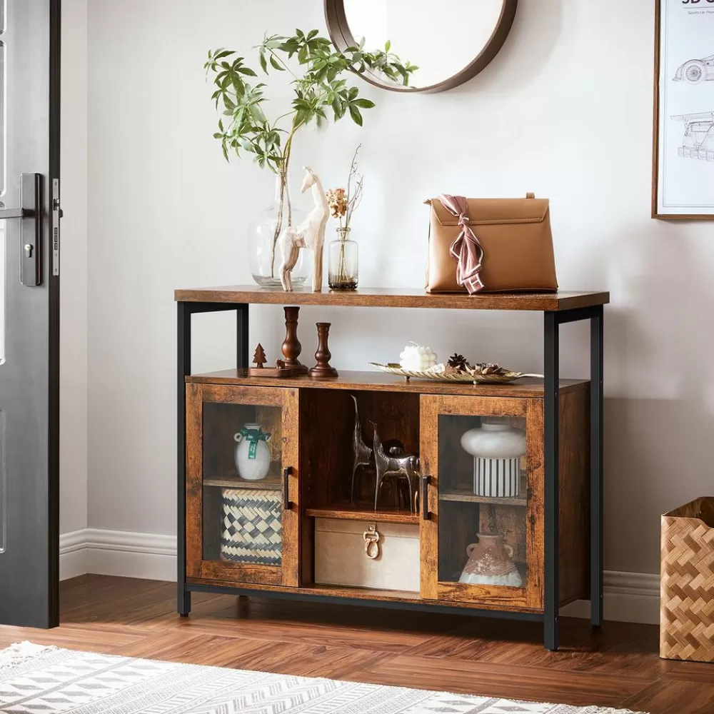 sideboard_mit_glastren_3.webp Sale SONGMICS Sideboard mit Glastüren vintagebraun-schwarz
