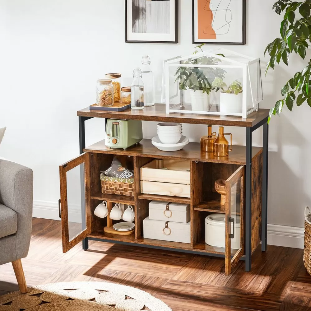 sideboard_mit_glastren_4.webp Sale SONGMICS Sideboard mit Glastüren vintagebraun-schwarz