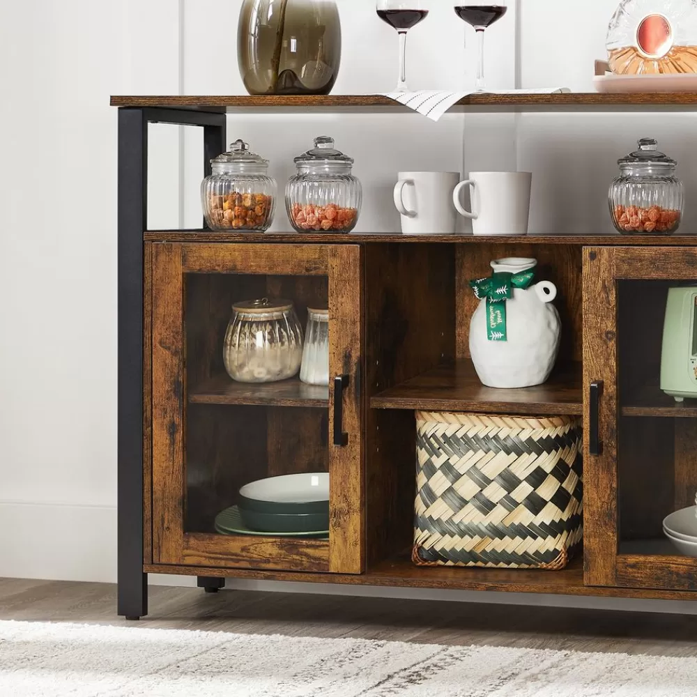 sideboard_mit_glastren_5.webp Sale SONGMICS Sideboard mit Glastüren vintagebraun-schwarz