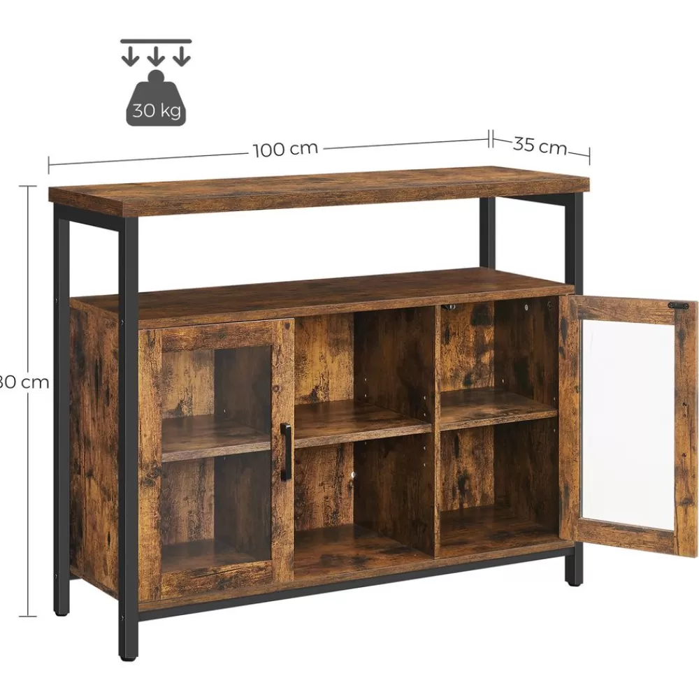 sideboard_mit_glastren_6.webp Sale SONGMICS Sideboard mit Glastüren vintagebraun-schwarz