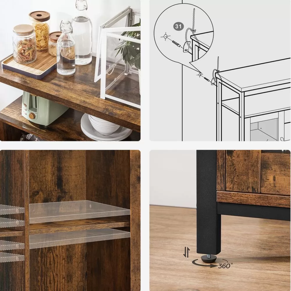 sideboard_mit_glastren_7.webp Sale SONGMICS Sideboard mit Glastüren vintagebraun-schwarz