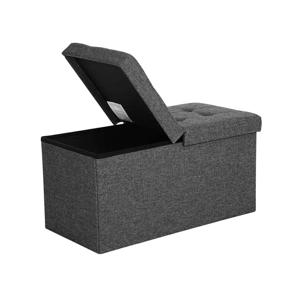 Store SONGMICS Sitzbank mit Klappdeckel 76 cm Dunkelgrau