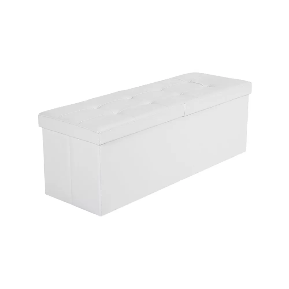 Clearance SONGMICS Sitzbank mit Klappdeckel 110 cm Weiß