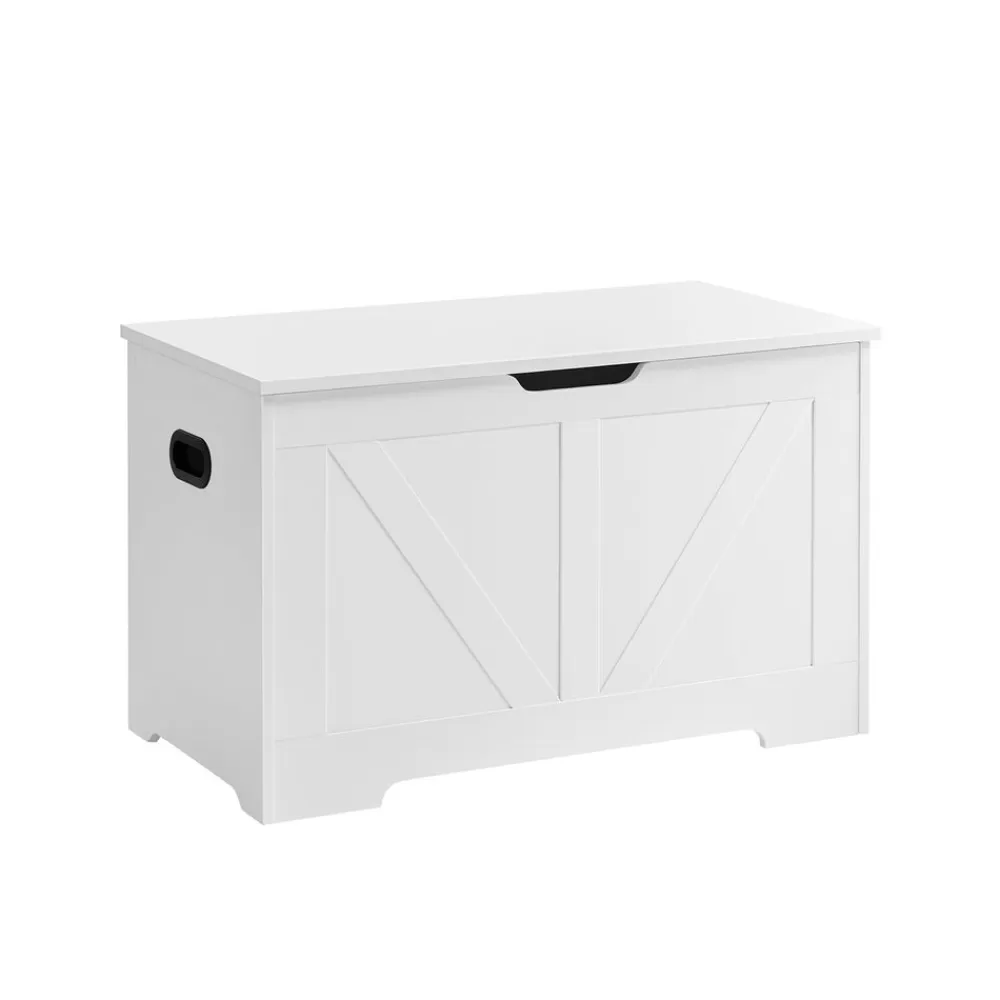 Outlet SONGMICS Sitzbank mit Stauraum Scheunenstil weiß