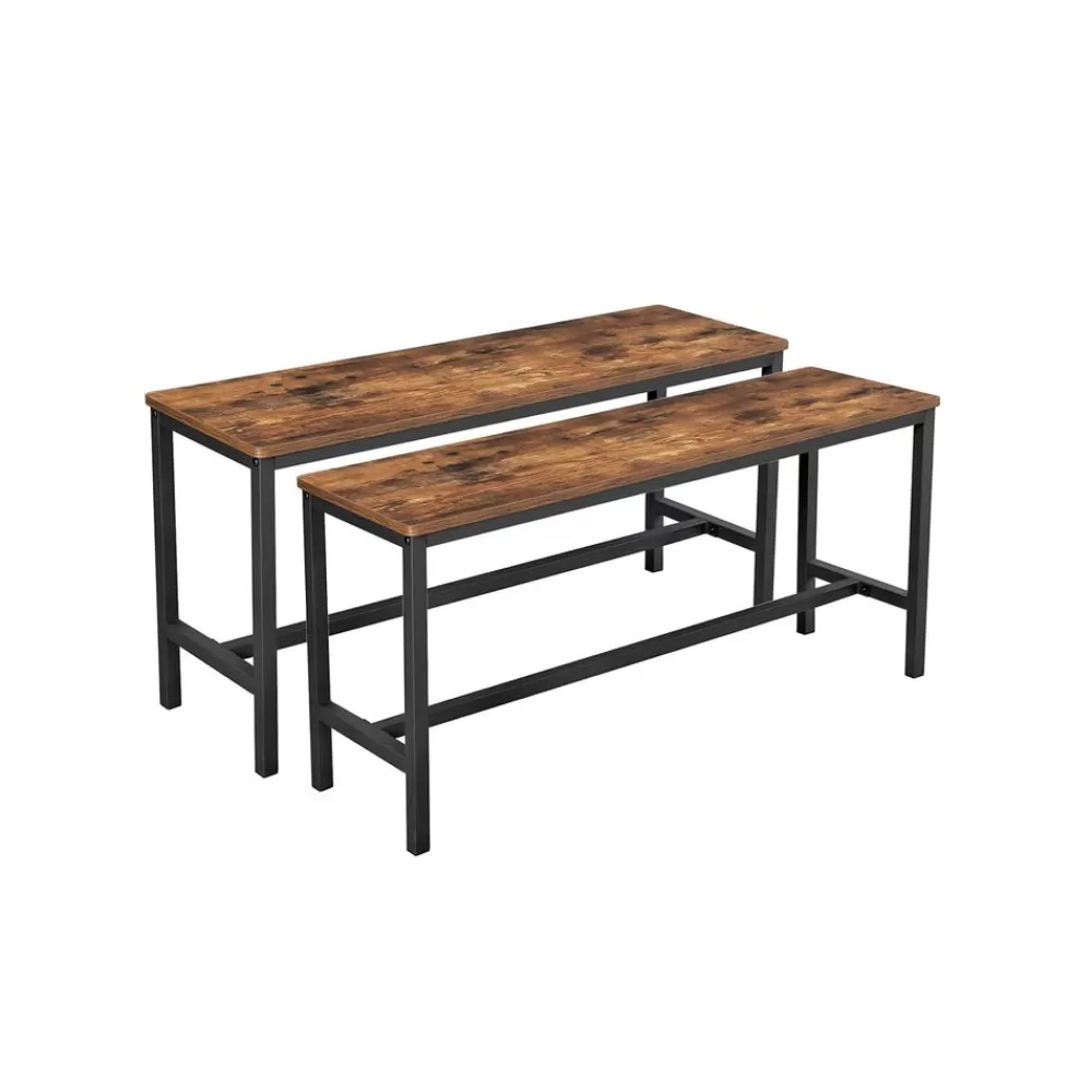 New SONGMICS Sitzbänke 2er Set Industrielook vintagebraun-schwarz