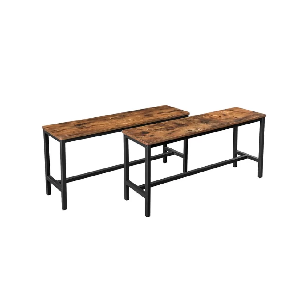 New SONGMICS Sitzbänke 2er Set Industrielook vintagebraun-schwarz