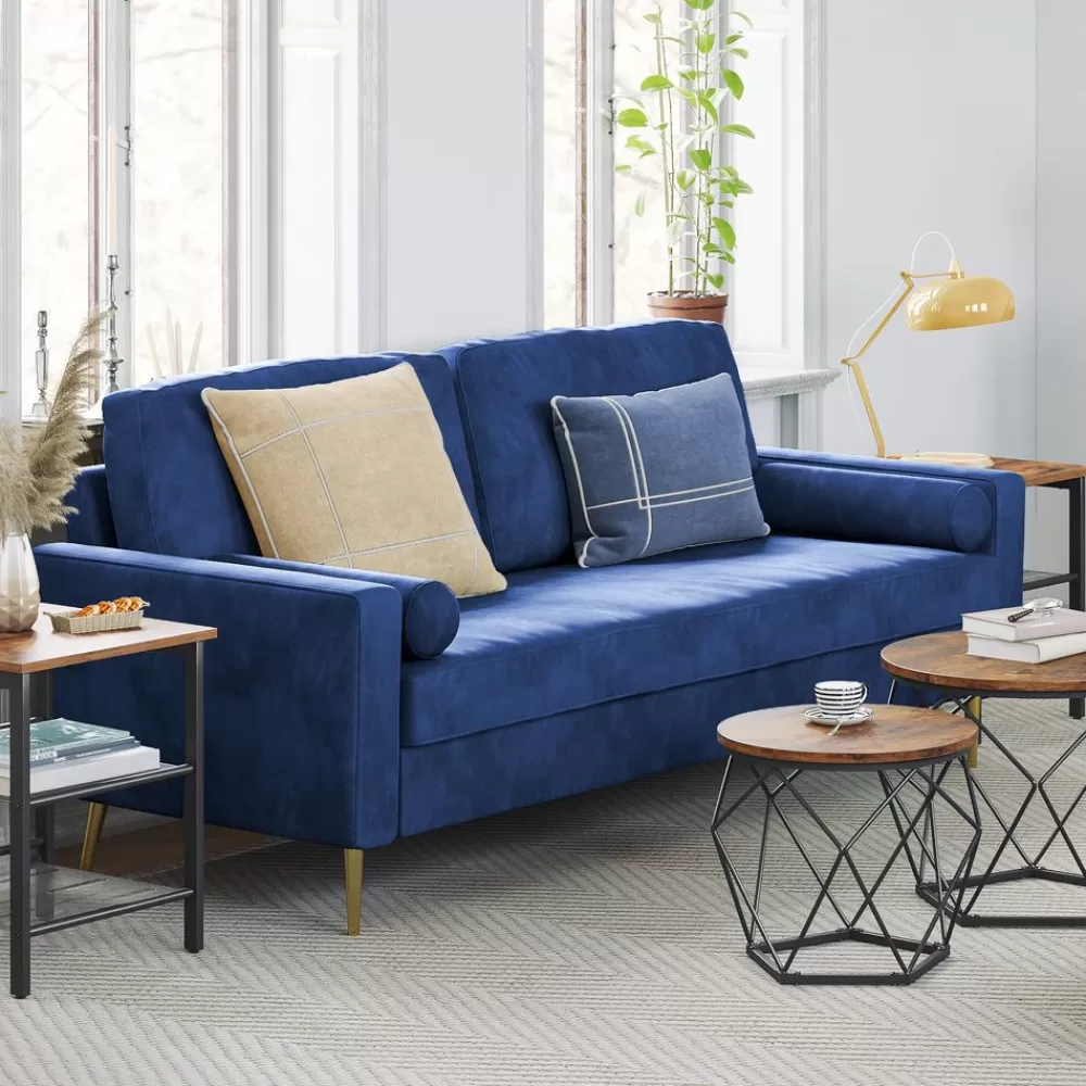 Sale SONGMICS 3-Sitzer Sofa Blau 181 x 82 x 86 cm
