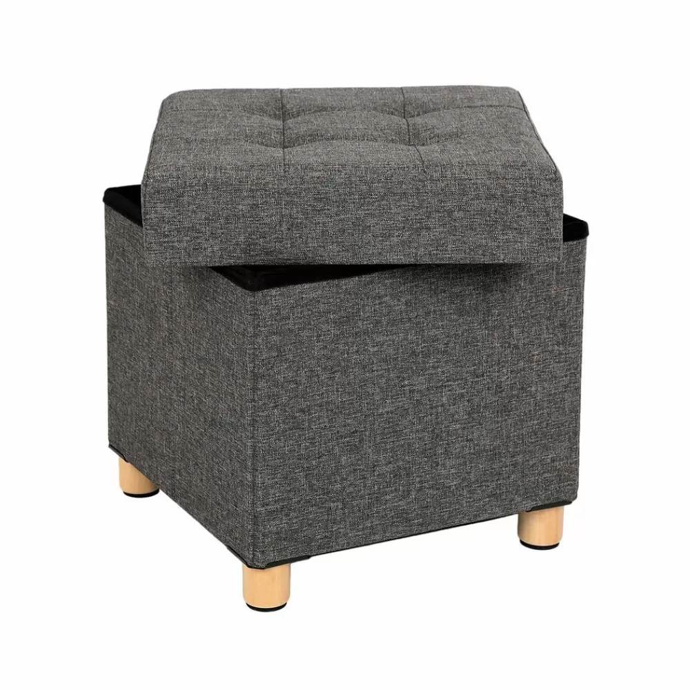 Cheap SONGMICS Sitzhocker mit Holzfüßen Dunkelgrau